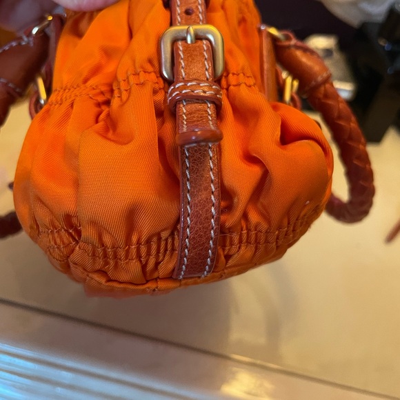 Mini Prada handbag made of orange fabric, - Picture 5 of 13